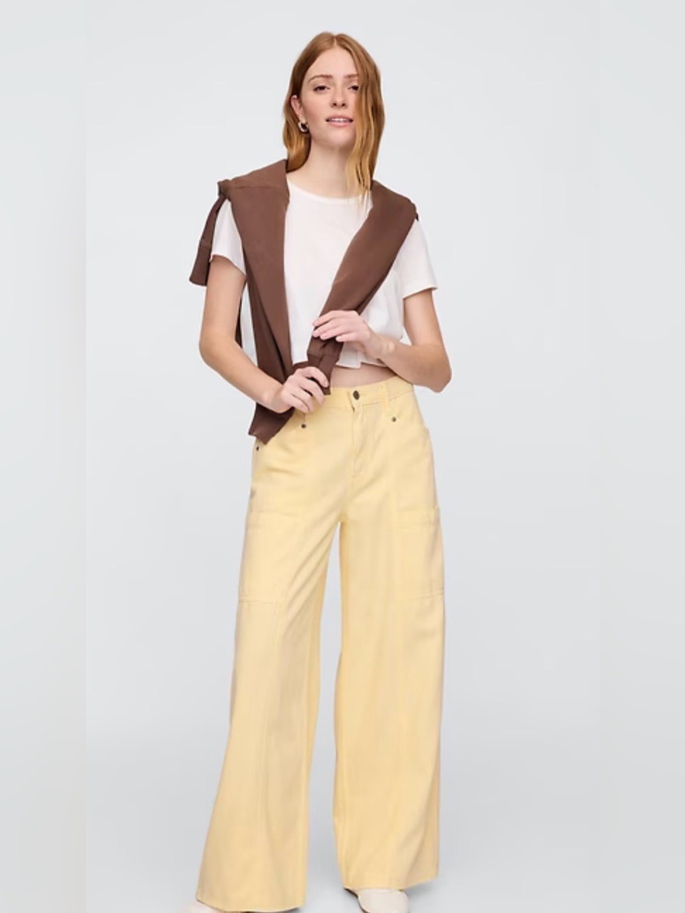 Gap Mid Rise SuperSoft Baggy Jeans Butter Yellow Streetwear Skater Wide Leg NWT